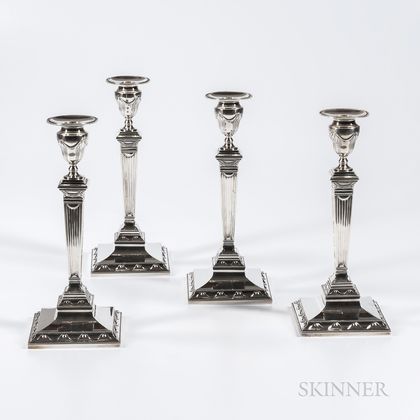 Four Tiffany & Co. Sterling Silver Candlesticks