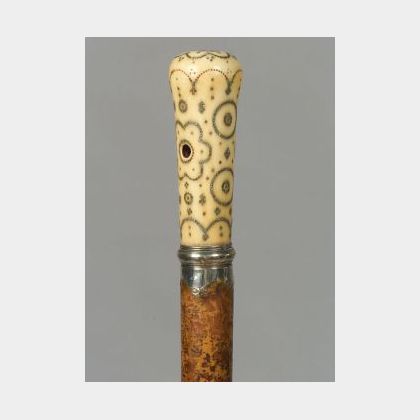 English Ivory Pique Walking Stick