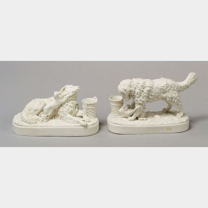 Pair of Parian Allegorical Figures of Dogs after Daniel Chester French