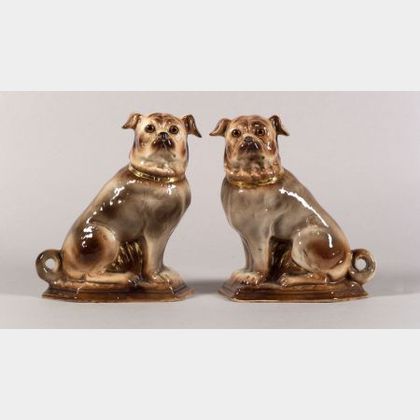Pair of Earthenware Pug Dogs