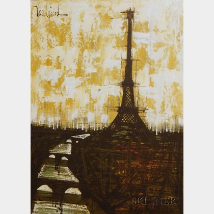 Framed Oil on Artist Board, Eiffel Tower, Continental School 20th Century