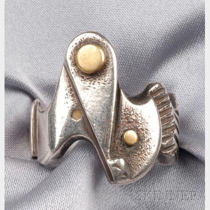Artist-designed Silver and Brass Ring, Peter Macchiarini