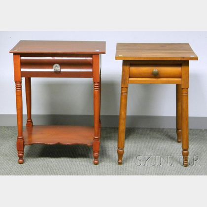 Empire Pine and Maple One-Drawer Stand and a Cherry One-Drawer Stand. 