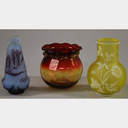 Two Cameo Art Glass Vases and an Amberina Art Glass Vase