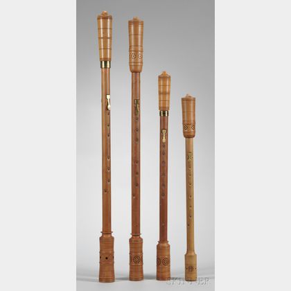 Four Boxwood Cornamuse Wind Instruments, Gunter Korber, Berlin