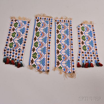 Four Fragments of a Great Lakes Loom-beaded Sash
