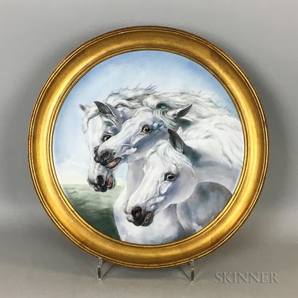French Painted Porcelain Plaque after "Pharaoh's Horses,"