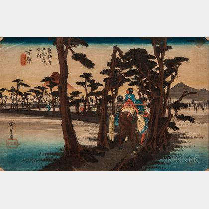 Utagawa Hiroshige (1797-1858),Yoshiwara: Mount Fuji on the Left 