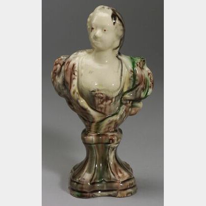 Staffordshire Lead Glaze Creamware Bust of Empress Maria Theresa
