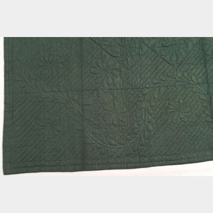 Dark Green Whole-Cloth Wool Quilt