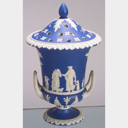 Wedgwood Dark Blue Jasper Dip Potpourri Vase and Cover