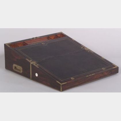 Large Victorian Brass-bound Rosewood Writing Box