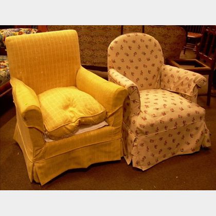 Two Upholstered Boudoir Armchairs.