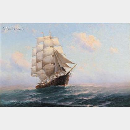 Theodore Victor Carl Valenkamph (American, 1868-1924) Sailing Vessel on the High Seas