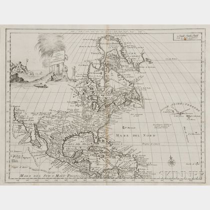 North America. Guillaume de l'Isle (1675-1726) Carta Geografica dell'America Settentrionale