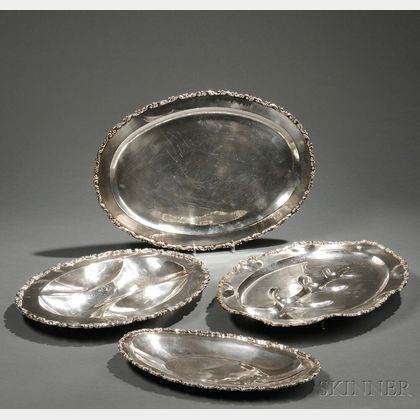 Four Mexican Sterling Silver Serving Dishes