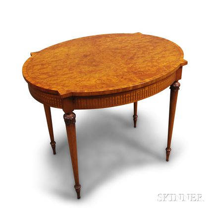 Neoclassical-style Burl Veneer Table