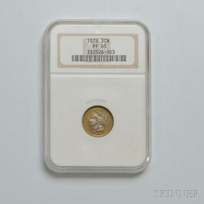 1878 Three Cent Nickel Trime, NGC PF65. Estimate $600-800