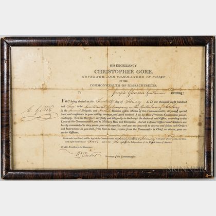 Governor Christopher Gore-signed Framed Commission
