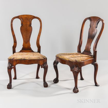 Pair of George II Walnut-veneered Side Chairs