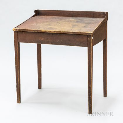 Country Red-painted Pine Desk