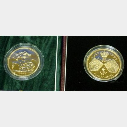 Two United Kingdom £ 5 Gold Uncirculated Coins