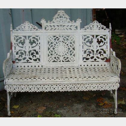 Cast Iron White-painted Settee. 