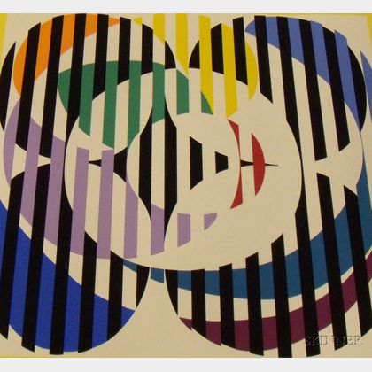 Lot of Three Unframed Yaacov Agam Serigraphs of Abstract Compositions