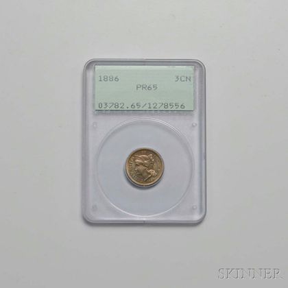 1886 Three Cent Nickel Trime, PCGS PR65