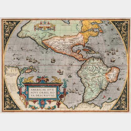 North and South America. Abraham Ortelius (1527-1598) Americae Sive Novi Orbis, Nova Descriptio.