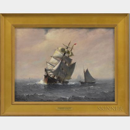 Marshall Johnson Jr. (American, 1850-1921) Sailing Vessels Underway