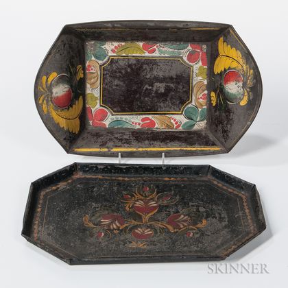 Two Painted Tin Trays