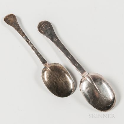 Two Early Sterling Silver Trefid Spoons