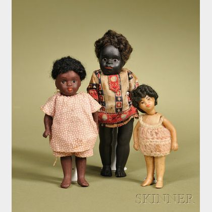 Three All-Bisque Black Children