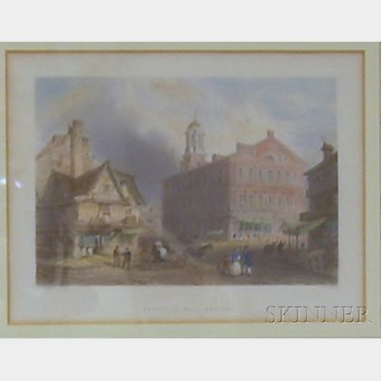 Two Framed Hand-colored Steel Engravings of Boston Views After William Henry Bartlett (Anglo/American, 1809-1854)