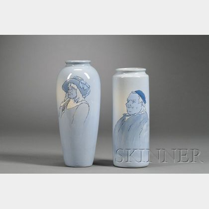 Two Weller Dickensware Second Line Pottery Vases