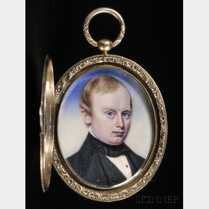Moses B. Russell (Boston, 1809-1884) Portrait Miniature of a Gentleman.