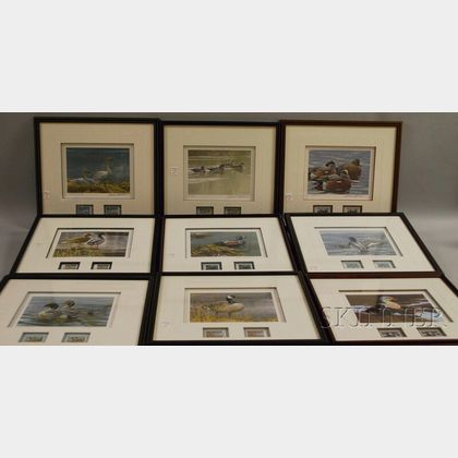 Nine Framed Duck Stamp Prints
