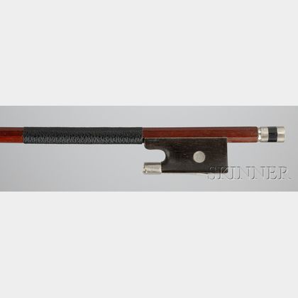 French Nickel-mounted Violin Bow, Probably Mirecourt, c. 1880