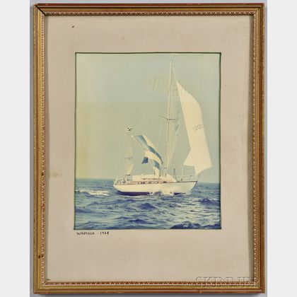 Framed Color Photograph of the Yawl Warlock 