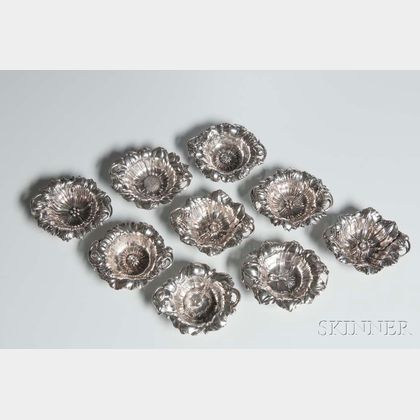 Nine Reed & Barton Sterling Silver Floral Nut Dishes