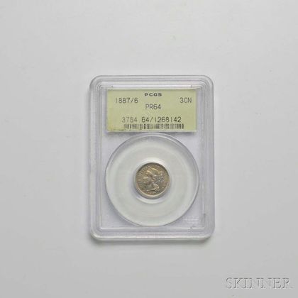 1887/6 Three Cent Nickel Trime, PCGS PR64. Estimate $400-600