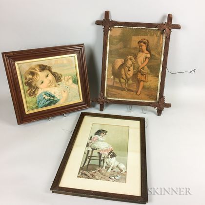 Three Framed Victorian Prints of Children. Estimate $20-200