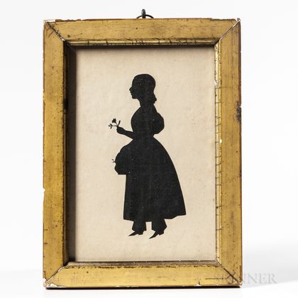 Hollow-cut Silhouette of a Girl Holding a Flower