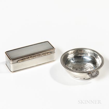 Georgian Silver Snuffbox and Wine Strainer
