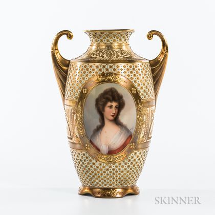 Dresden Porcelain Portrait Vase