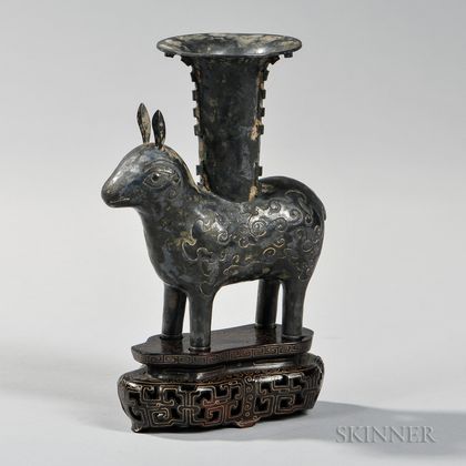 Metal Alloy Ritual Cup on a Ram-shaped Base