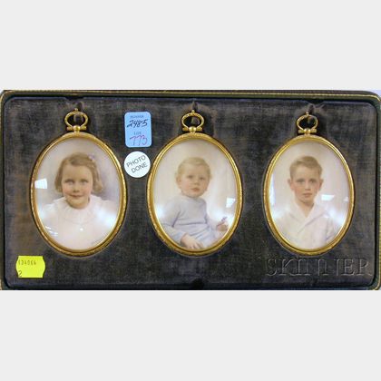 Cased Portrait Miniatures of Three Knowles Family Children
