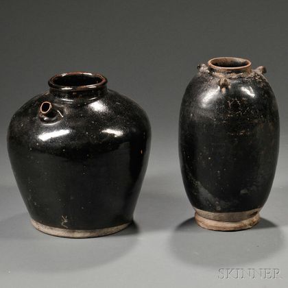 Two Black-glazed Jars