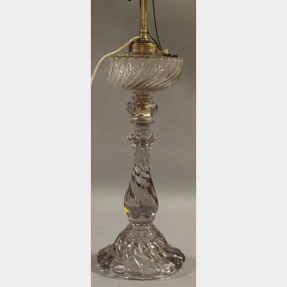 Baccarat-type Colorless Molded Glass Banquet Kerosene Table Lamp